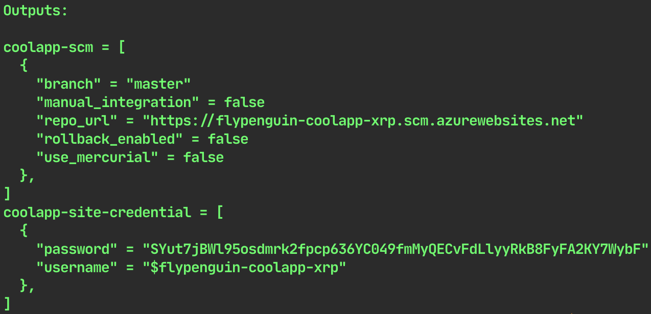 terraform credential output 