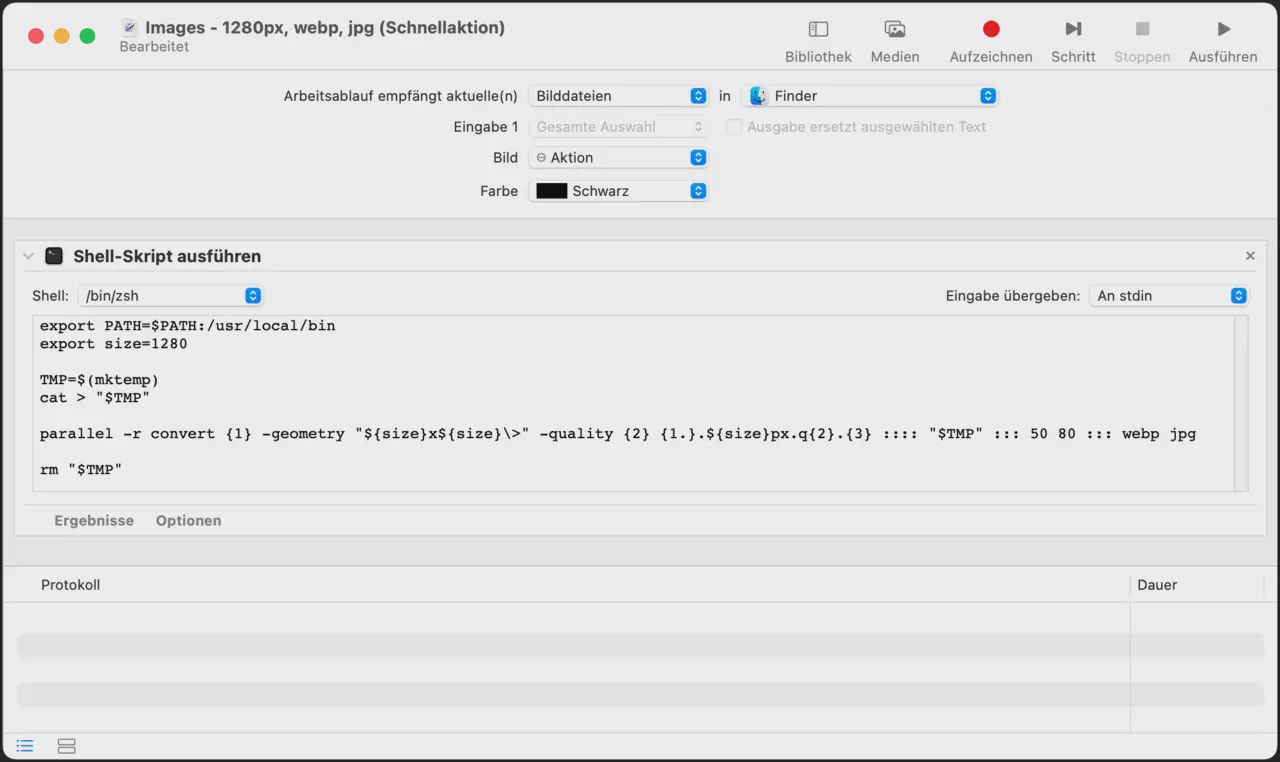 automator quick action for shrinking images